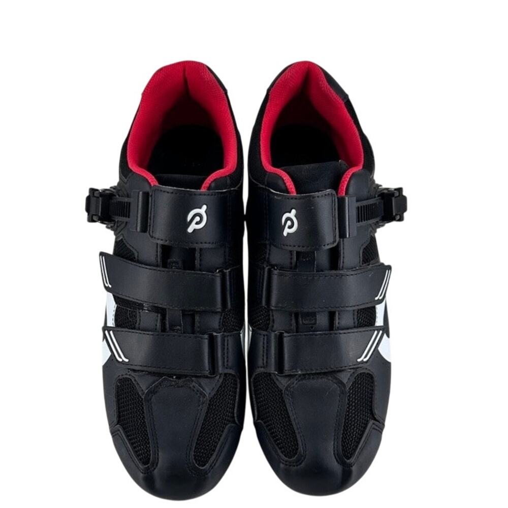 Peloton Cycling Shoes Size 46 w/ Look Delta Cleats Black Red Indoor Bike